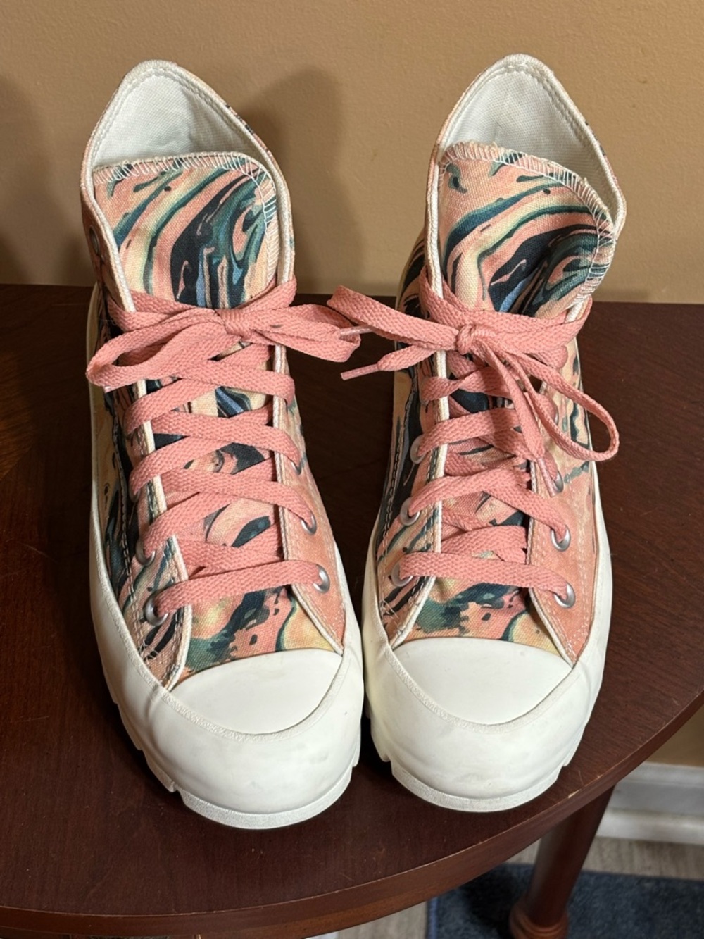 Converse High-Top Sneakers in Pink Swirl Print